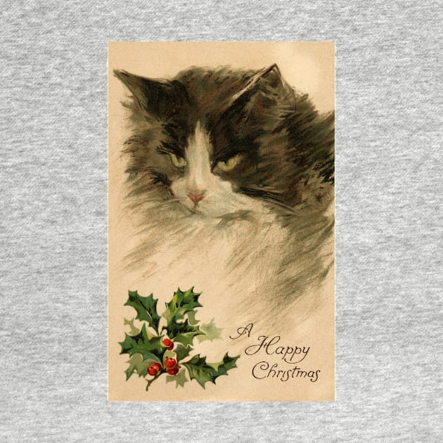 Beautiful cat with Holly wishing a happy Christmas by RedThorThreads